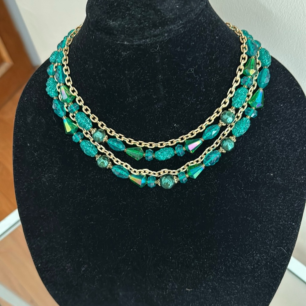 West Germany Green Plastic Beads Necklace